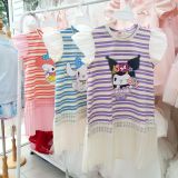  Đầm thun bé gái phối dập ly mềm họa tiết Melody, Cinnamon, Kuromi siêu dễ thương D25 _ Beekids 