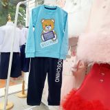  Bộ thun dài tay mặc ngủ bé trai từ 5-7 tuổi hình gấu chữ Moschino 