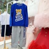  Bộ thun dài tay mặc ngủ bé trai từ 5-7 tuổi hình gấu chữ Moschino 
