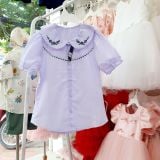  HSA01 _ Áo sơ mi đồng phục học sinh nữ cổ sen chất mềm mát _ Beekids 