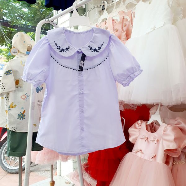  HSA01 _ Áo sơ mi đồng phục học sinh nữ cổ sen chất mềm mát _ Beekids 