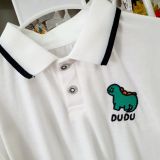  Áo thun cổ trụ bé trai và bé gái thêu hình khủng long dễ thương 