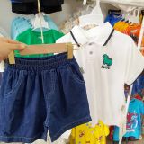  Áo thun cổ trụ bé trai và bé gái thêu hình khủng long dễ thương 