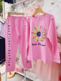  DB22 _ Bộ thun dài tay mặc ngủ cho bé gái từ 32kg đến 55kg họa tiết hoa hướng dương 