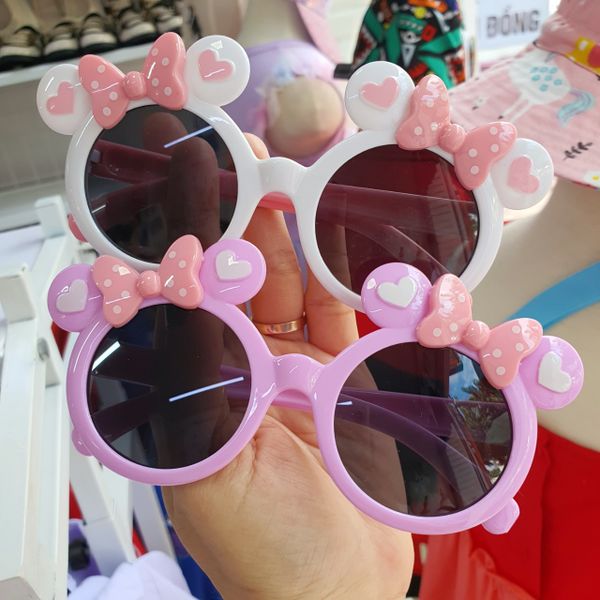  Kính mát gọng tròn xinh cho bé gái nơ chấm bi 