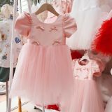  CC07 _ Đầm công chúa thiết kế đính nơ nhí ngọc trai xinh xắn _ Beekids 