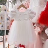  CC07 _ Đầm công chúa thiết kế đính nơ nhí ngọc trai xinh xắn _ Beekids 