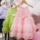  Đầm công chúa bé gái cổ yếm đính ngọc trai xinh xắn 
