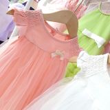  Bộ bodysuit sơ sinh dáng váy thun cotton phối lưới mềm mịn 