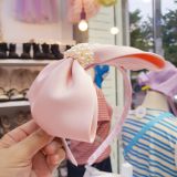  Cài tóc nơ ruy băng bản to đính hạt sang chảnh cho bé gái 