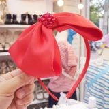  Cài tóc nơ ruy băng bản to đính hạt sang chảnh cho bé gái 