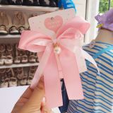  Kẹp tóc và cột tóc cho bé gái nơ ruy băng màu hồng ngọt ngào đính ngọc trai siêu xinh T01 _ Beekids 