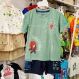  Đồ bộ bé trai chất cotton 4 chiều mềm mát hoạ tiết nhện in chữ Superman 