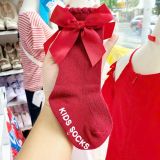  Vớ chân cotton cao đến đầu gối đính nơ xinh xắn cho bé gái 