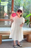  Đầm trắng bé gái tay phồng vải thêu hoa xinh xắn Beekids 