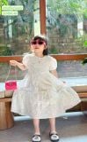  Đầm trắng bé gái tay phồng vải thêu hoa xinh xắn Beekids 