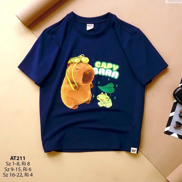  Áo thun cotton cho bé trai và bé gái họa tiết Capybara 
