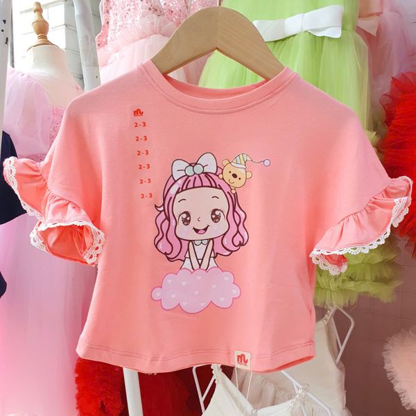  Áo thun bé gái tay viền ren xinh xắn 