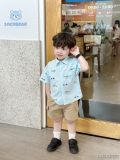  Set bé trai áo sơ mi họa tiết phối quần kaki mềm mại S01 _ Beekids 