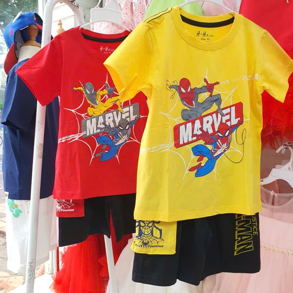  Đồ bộ thun cotton Marvel mặc nhà cho bé trai từ 13 đến 23kg siêu ngầu 