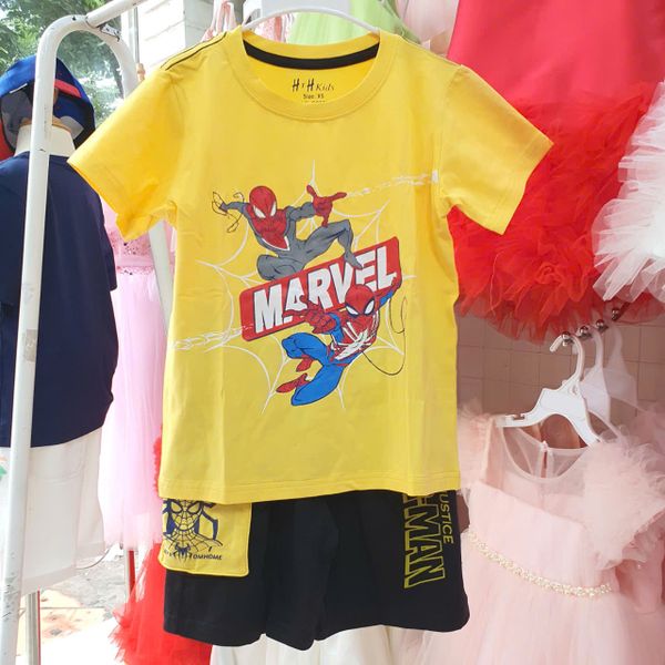  Đồ bộ thun cotton Marvel mặc nhà cho bé trai từ 13 đến 23kg siêu ngầu 