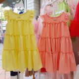  Đầm váy bé gái tay cánh tiên nhún bèo 3 tầng mềm mại thoáng mát D04 - Beekids 