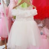  Đầm công chúa phối voan trễ vai siêu đẹp cho bé gái mặc đi lễ tiệc CC01 _ Beekids 