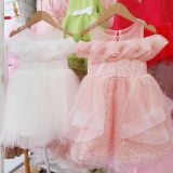  Đầm công chúa phối voan trễ vai siêu đẹp cho bé gái mặc đi lễ tiệc CC01 _ Beekids 