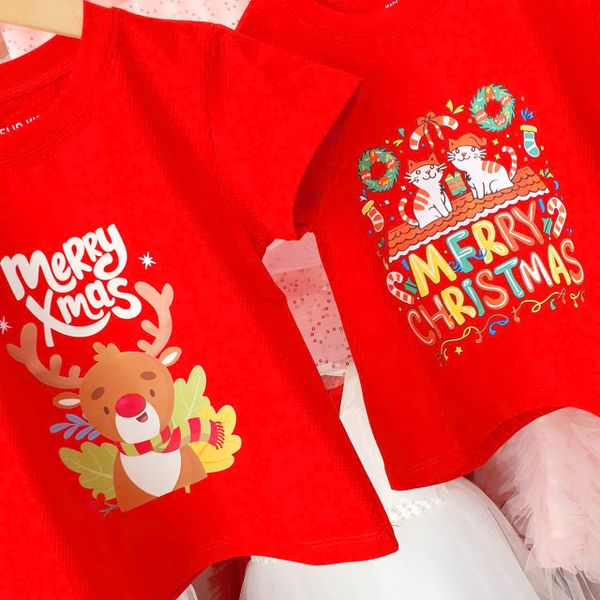  Áo thun Noel cho bé trai và bé gái họa tiết giáng sinh 