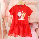  D45 _ Đầm Noel, Váy giáng sinh họa tiết ông già Tuyết và tuần lộc xinh xắn dễ thương _Beekids 