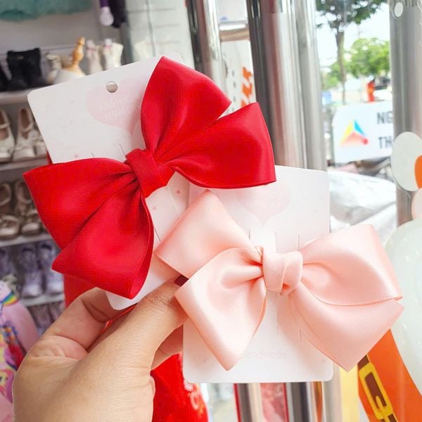  Kẹp tóc và cột tóc nơ ruy băng lụa siêu dễ thương phụ kiện giáng sinh và Tết 