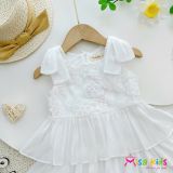  Đầm đẹp cho bé mặc phối ren hoa tùng váy 4 tầng chất tơ mềm mại D06 _ Beekids 
