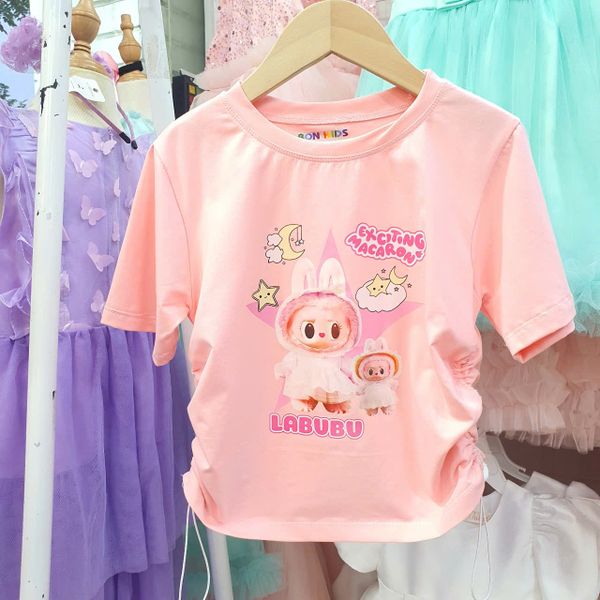  Áo thun bé gái họa tiết Labubu dây rút 2 bên sành điệu A05 _ Beekids 