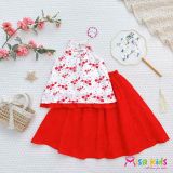  Set áo gấm sao mai phối chân váy tơ siêu xinh S08 _ Beekids 