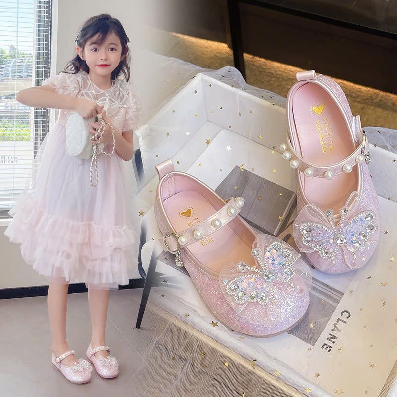  Giày búp bê bé gái đính hình bướm kim sa lấp lánh G01 _ Beekids 