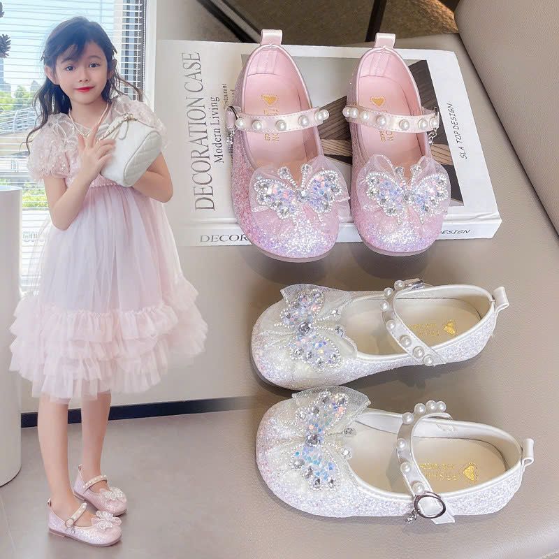  Giày búp bê bé gái đính hình bướm kim sa lấp lánh G01 _ Beekids 