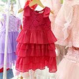  Đầm đẹp cho bé mặc phối ren hoa tùng váy 4 tầng chất tơ mềm mại D06 _ Beekids 