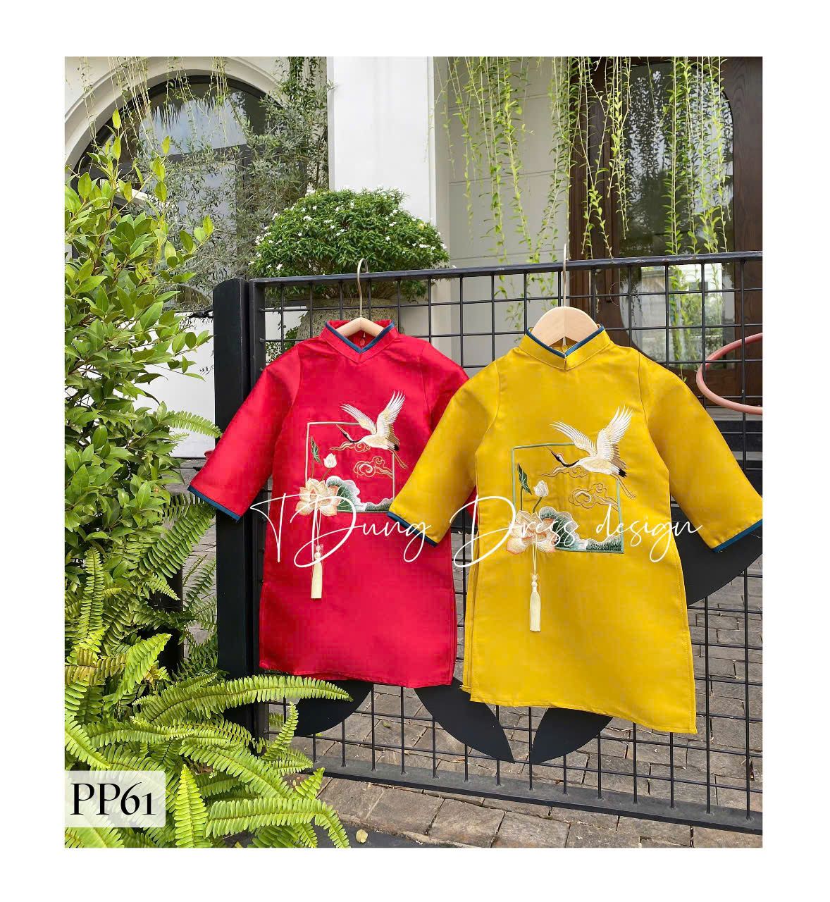  Áo dài cho bé trai thêu hoa sen chim hạt AD04 _ Beekids 