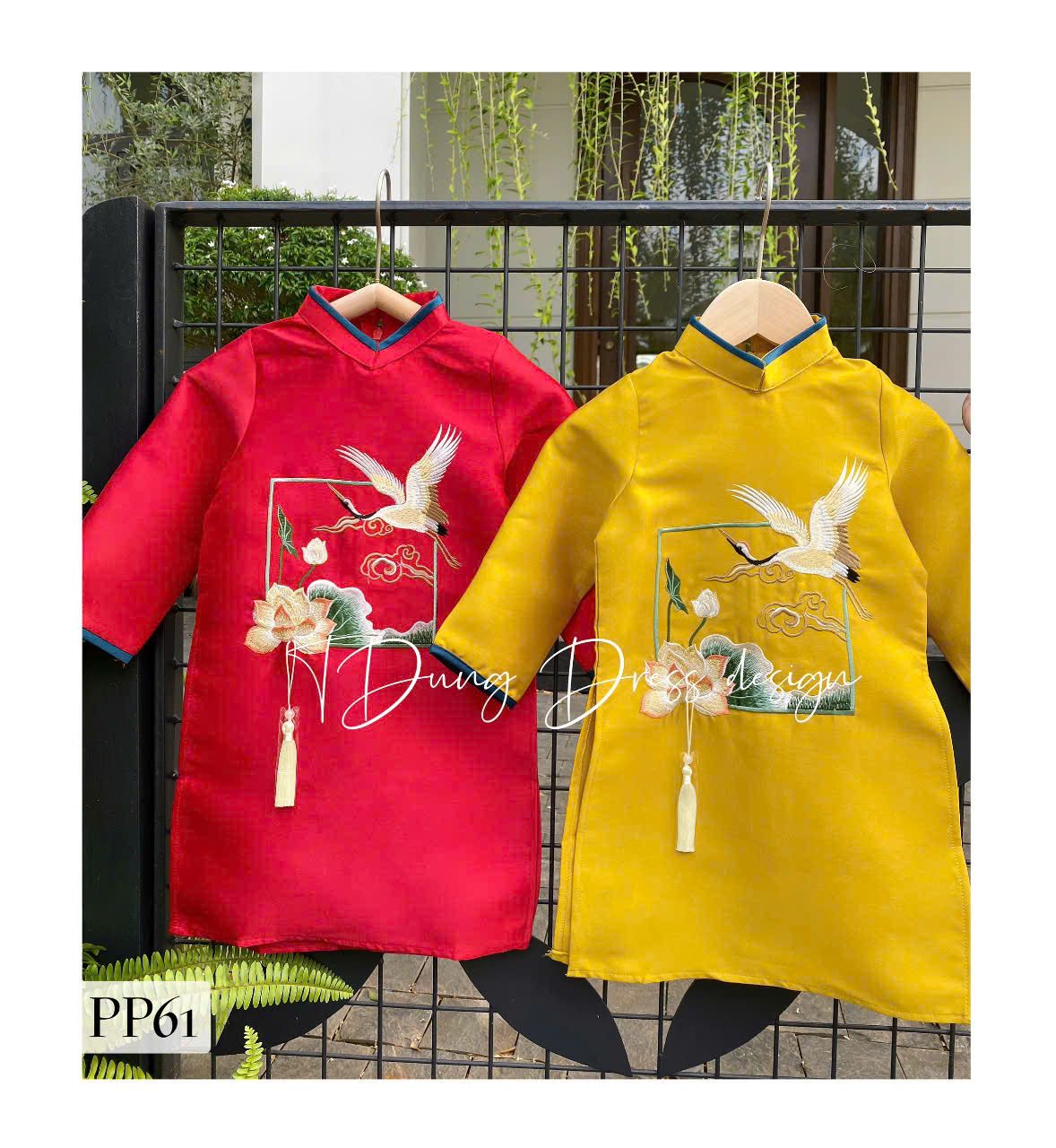  Áo dài cho bé trai thêu hoa sen chim hạt AD04 _ Beekids 