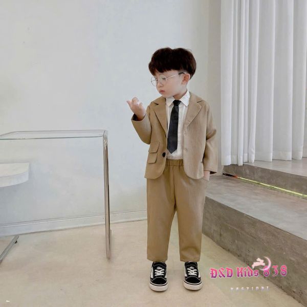  Set vest cho bé trai mặc đi tiệc gồm 4 chi tiết áo vest, quần dài, áo sơ mi trắng, caravat S14 _ Beekids 