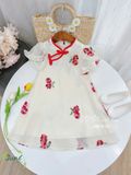 Đầm sườn xám cách tân cho bé gái chất tơ óng mềm mịn thêu hoa xinh xắn D08 _ Beekids 