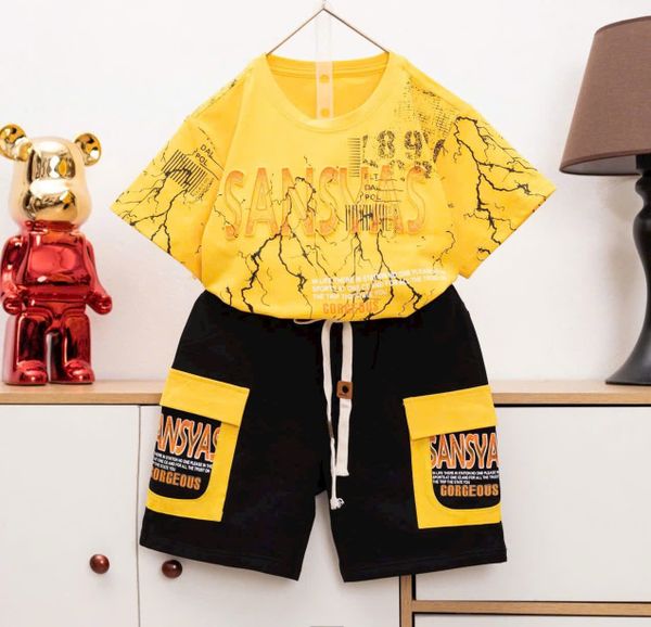  Set bé trai loang màu chữ SANSYAS dập nổi sành điệu S35 _ Beekids 