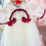  Đầm xinh cho bé cổ tàu cho bé mặc Noel và Lễ tết đính nơ xinh xắn D13 _ Beekids 