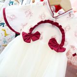  Đầm xinh cho bé cổ tàu cho bé mặc Noel và Lễ tết đính nơ xinh xắn D13 _ Beekids 