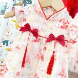  Đầm sườn xám cho bé gái từ 6 tháng đến 3 tuổi họa tiết thỏ xinh xắn D11 _ Beekids 