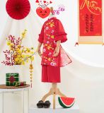  Bộ áo dài cho bé gái diện tết họa tiết hoa xinh xắn AD08 _ Beekids 