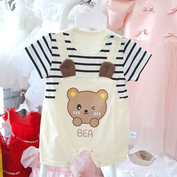  Bộ bodysuit bé trai và bé gái giả yếm hình gấu dễ thương S33_ Beekids 