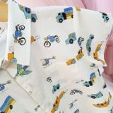  Set bộ bé trai áo sơ mi họa tiết ô tô máy bay S34 _ Beekids 
