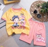  DB16 _ Bộ thun ngố bé gái họa tiết Baby Three cô gái dễ thương _ Beekids 