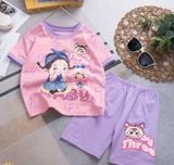  DB16 _ Bộ thun ngố bé gái họa tiết Baby Three cô gái dễ thương _ Beekids 